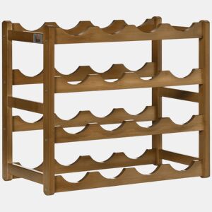 HOMCOM Suporte para 16 Garrafas de Bambu Prateleira para Garrafas de Vinho de 4 Níveis para Cozinha Sala de Jantar Bar Carga Máxima 75kg 43x23,5x38cm Marrom
