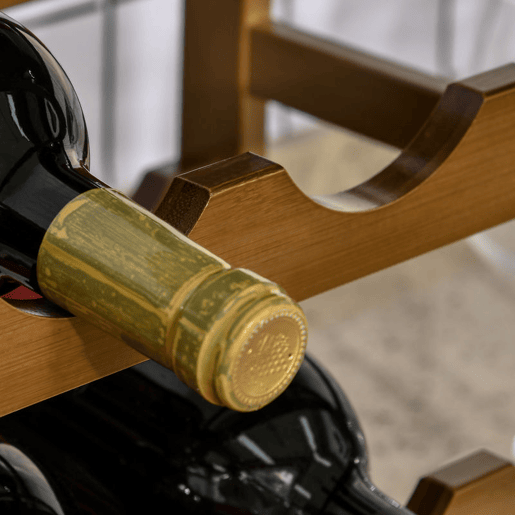 HOMCOM Suporte para 16 Garrafas de Bambu Prateleira para Garrafas de Vinho de 4 Níveis para Cozinha Sala de Jantar Bar Carga Máxima 75kg 43x23,5x38cm Marrom