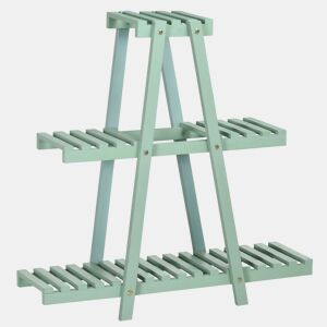 Outsunny Suporte de Madeira para Plantas Suporte para Flores de 3 Níveis Prateleira Decorativa de Plantas para Interior Exterior 46x26x76cm Verde