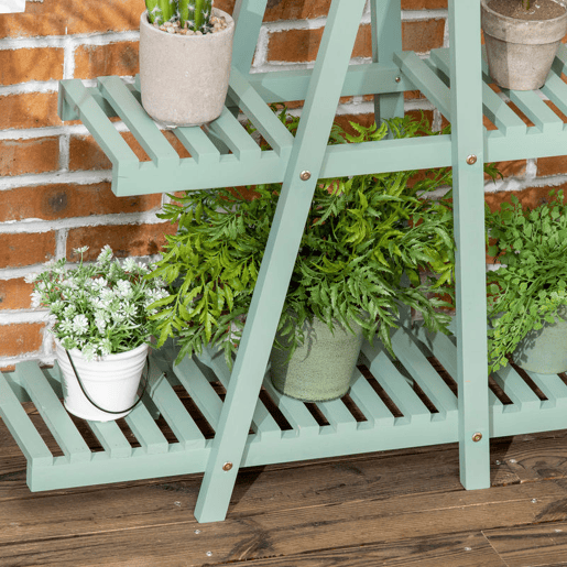 Outsunny Suporte de Madeira para Plantas Suporte para Flores de 3 Níveis Prateleira Decorativa de Plantas para Interior Exterior 46x26x76cm Verde