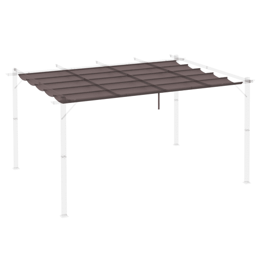 Outsunny Telhado de Pérgola 3,5x2,6 m, Teto de Substituição Retrátil para Estrutura de Pérgola 4x3 m, UV30+, Cobertura de Tecido Apenas para Jardim com 10 Orifícios de Drenagem, Castanho