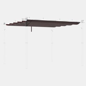 Cobertura de pérgola Outsunny 2,5x2,55 m Telhado de substituição retráctil para guarda-sol Cobertura de tecido para gazebo de jardim com 10 orifícios de drenagem Castanho