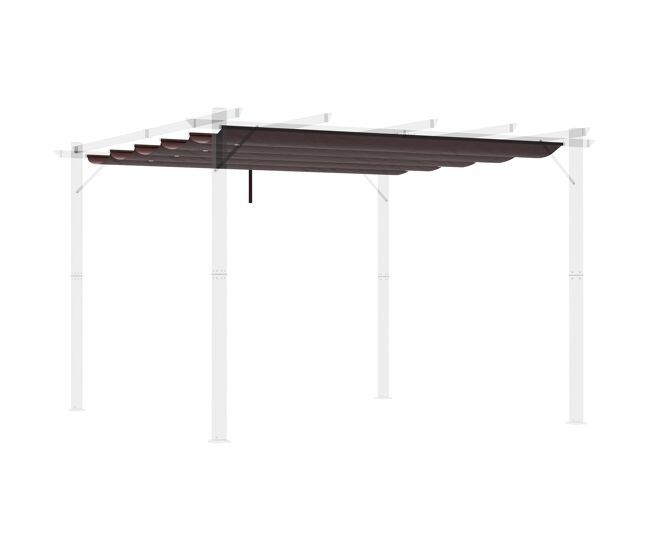 Outsunny cubierta para pérgola 2,5x2,55 m techo de repuesto retráctil para sombrilla toldo de tela para cenador jardín con 10 orificios de drenaje café