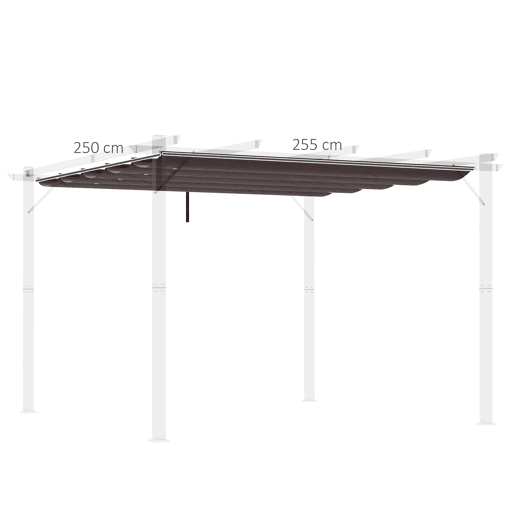 Cobertura de pérgola Outsunny 2,5x2,55 m Telhado de substituição retráctil para guarda-sol Cobertura de tecido para gazebo de jardim com 10 orifícios de drenagem Castanho Cobertura de pérgola Outsunny 2,5x2,55 m Telhado de substituição retráctil para guarda-sol Cobertura de tecido para gazebo de jardim com 10 orifícios de drenagem Castanho