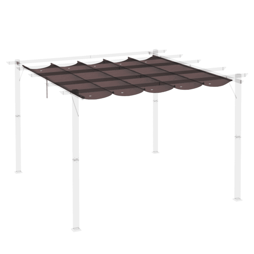 Cobertura de pérgola Outsunny 2,5x2,55 m Telhado de substituição retráctil para guarda-sol Cobertura de tecido para gazebo de jardim com 10 orifícios de drenagem Castanho Cobertura de pérgola Outsunny 2,5x2,55 m Telhado de substituição retráctil para guarda-sol Cobertura de tecido para gazebo de jardim com 10 orifícios de drenagem Castanho