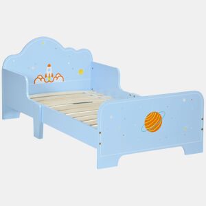ZONEKIZ Cama para Crianças de 3-6 Anos 143x74x59cm Cama Infantil de Madeira com Barreiras de Proteção Carga Máxima 80kg Azul