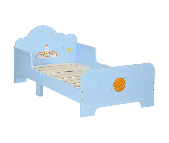 Zonekiz cama para niños de 3-6 años 143x74x59 cm cama infantil de madera con barreras de protección carga máx. 80 kg mueble de dormitorio moderno azul
