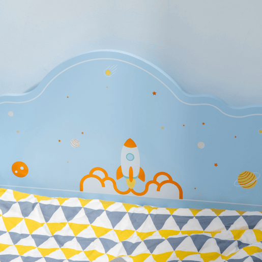 ZONEKIZ Cama para Crianças de 3-6 Anos 143x74x59cm Cama Infantil de Madeira com Barreiras de Proteção Carga Máxima 80kg Azul