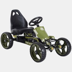HOMCOM Go-Kart a pedais para crianças acima de 3 anos com freio embreagem assento ajustável máx. 35 kg 105x54x61cm Verde