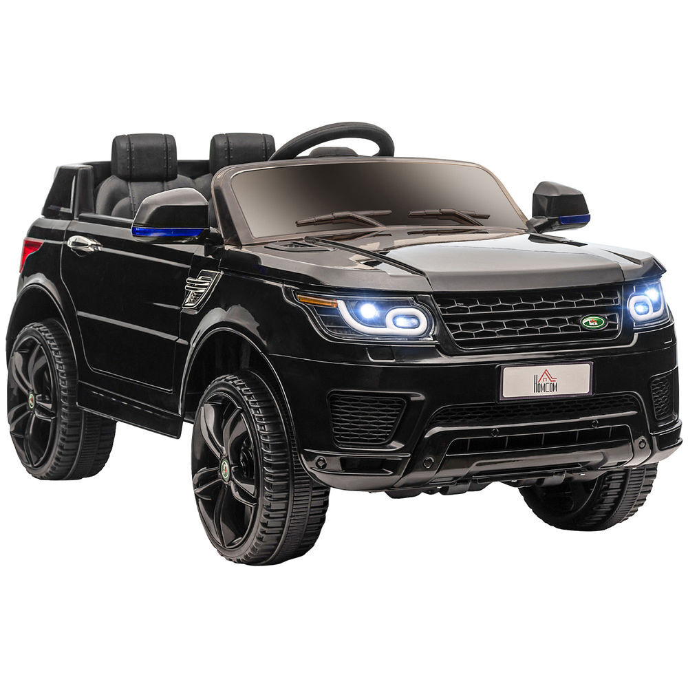 Homcom coche eléctrico suv para niños de 3-6 años coche de batería 12v con 2 motores mando a distancia faros bocina música usb y apertura de puerta 3-5 km/h 110x68x52 cm negro