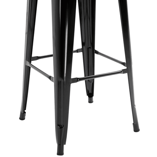 HOMCOM Conjunto de 4 Bancos Altos de Cozinha de Metal Bancos de Bar com Encosto Alto e Apoio para os Pés para Sala de Jantar Carga 120kg 44x49x116cm Preto