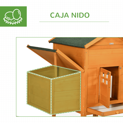 PawHut Galinheiro Grande para Exterior em Madeira, 297,5x68x118 cm para 3-6 Galinhas, Galinheiro com Ninho, Corral, Bandeja Removível, Telhado Asfáltico, Rampa, Porta com Fechadura, Natural