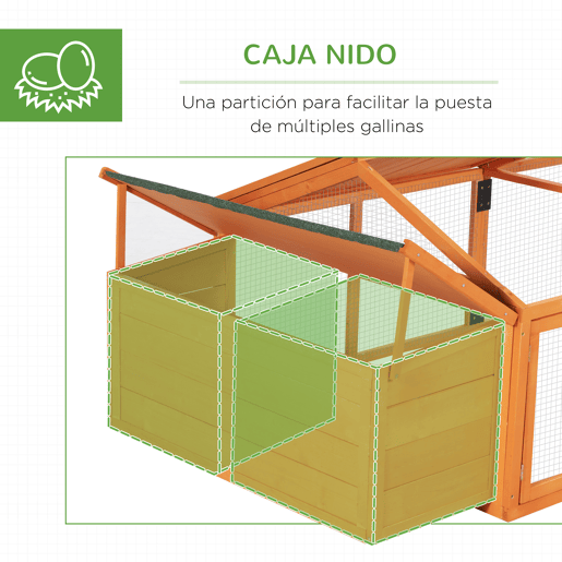 PawHut Galinheiro de Madeira Galinheiro de Exterior Espaçoso de 2 Andares para 4-8 Galinhas com Teto Abatível Cercado Portas com Fechadura e Caixa Ninho 240x112,5x76cm Madeira