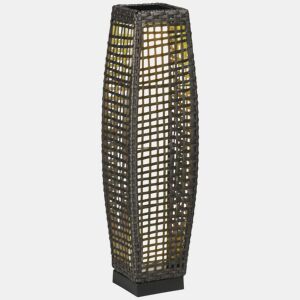 Outsunny Candeeiro de Jardim de Vime Sintético Candeeiro Solar de Exterior com Luzes LED LigarDesligar Automático para Varanda Pátio 21x21x78cm Cinza