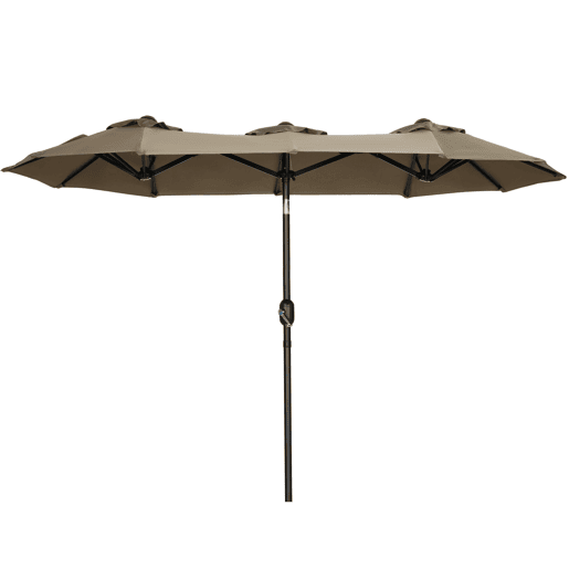 Outsunny Chapéu de Sol Duplo 3x1,5m para Terraço Exterior com Inclinação de 45° Manivela Manual e 3 Orifícios de Ventilação Chapéu de Sol Grande para Terraço, Praia e Piscina Cinzento