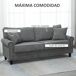 Sofá 3 Plaza Poliéster, Espuma, Madera de Caucho, Acero HOMCOM Sofá 3 Plaza Poliéster, Espuma, Madera de Caucho, Acero HOMCOM Gris