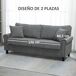 Sofá 3 Plaza Poliéster, Espuma, Madera de Caucho, Acero HOMCOM Sofá 3 Plaza Poliéster, Espuma, Madera de Caucho, Acero HOMCOM Gris