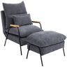 HOMCOM Poltrona Relax com Apoio para os Pés Poltrona Reclinável com Encosto Ajustável Estofada em Veludo Estrutura de Aço e Almofadas para Sala de Estar Dormitório 68x91,5x88cm Cinza