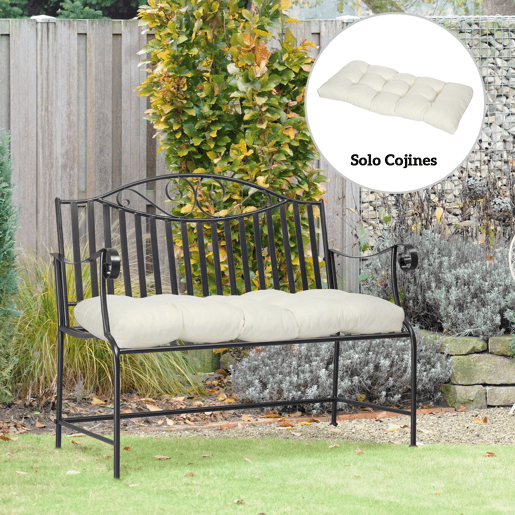 Outsunny Almofada para Bancos de 2 Lugares 110x48x8cm Almofada Retangular para Interiores e Exteriores Lavável com Costura Elegante e Confortável para Bancos Sofás Creme