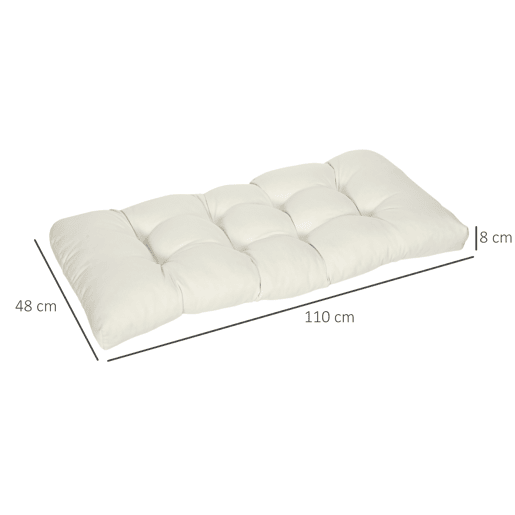 Outsunny Almofada para Bancos de 2 Lugares 110x48x8cm Almofada Retangular para Interiores e Exteriores Lavável com Costura Elegante e Confortável para Bancos Sofás Creme