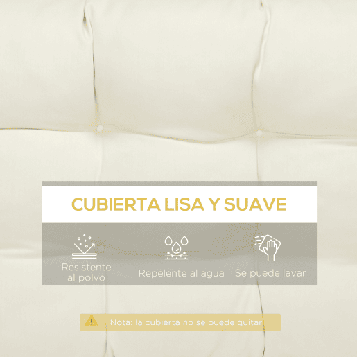 Outsunny Almofada para Bancos de 2 Lugares 110x48x8cm Almofada Retangular para Interiores e Exteriores Lavável com Costura Elegante e Confortável para Bancos Sofás Creme