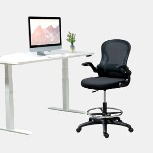 Vinsetto Cadeira de Escritório com Encosto Médio Suporte Lombar Apoio para os Braços Dobrável e Altura Ajustável Carga Máxima 120kg 59x65x102-122 cm Preto