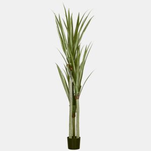 HOMCOM Planta Artificial de Mandioca com Vaso 190cm Planta Artificial com 39 Folhas Realistas para Decoração em Casa Sala de Estar Escritório Ø17x190 cm Verde