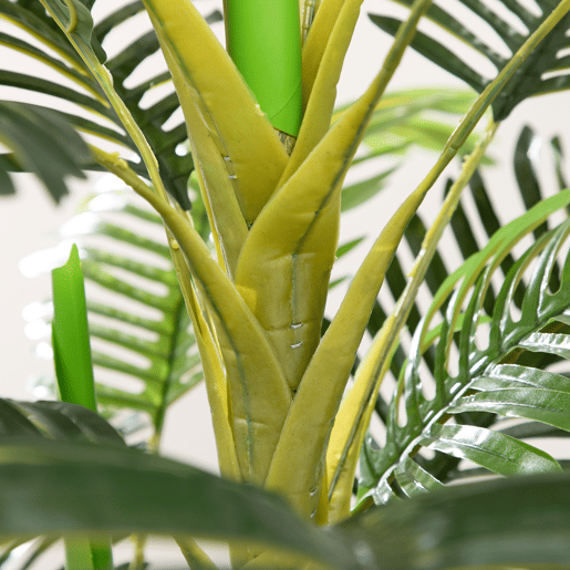 HOMCOM Planta Artificial Palmeira Areca Grande 190 cm com Vaso e 30 Folhas Decoração para Interior e Exterior Sala de Estar Escritório Ø19,5x190 cm Verde