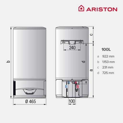 Caldeira híbrida, Ariston, Lydos Hybrid Wifi 100 litros, vertical, classe energética A