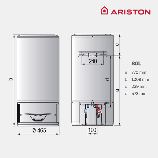 Caldeira híbrida, Ariston, Lydos Hybrid Wifi 80 litros, vertical, classe energética A