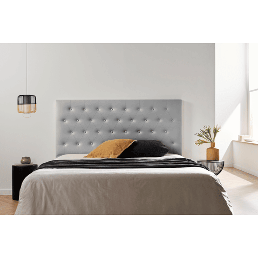 Cabeceira Estofada FERRARA Pele Sintética 145x120x8 cm - Prata - Moonia