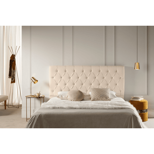 Cabeceira Estofada CAPRI Pele Sintética 190x120x12 cm - BEGE - Moonia