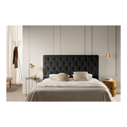 Cabeceira Estofada CAPRI Pele Sintética 220x120x12 cm - PRETO - Moonia