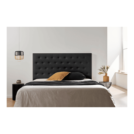 Cabeceira Estofada FERRARA Pele Sintética 190x120x8 cm - PRETO - Moonia