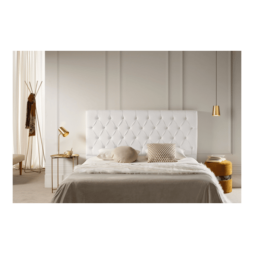 Cabeceira Estofada CAPRI Pele Sintética 190x120x12 cm - BRANCO - Moonia