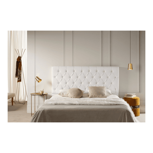 Cabeceira Estofada CAPRI Pele Sintética 145x120x12 cm - BRANCO - Moonia