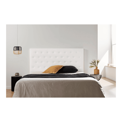 Cabeceira Estofada FERRARA Pele Sintética 145x120x8 cm - BRANCO - Moonia