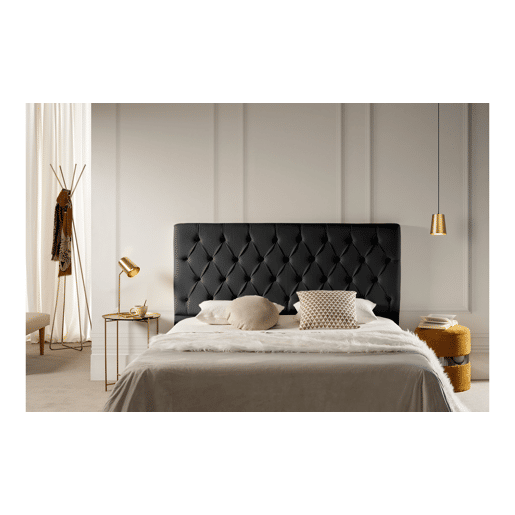 Cabeceira Estofada CAPRI Pele Sintética 190x120x12 cm - PRETO - Moonia