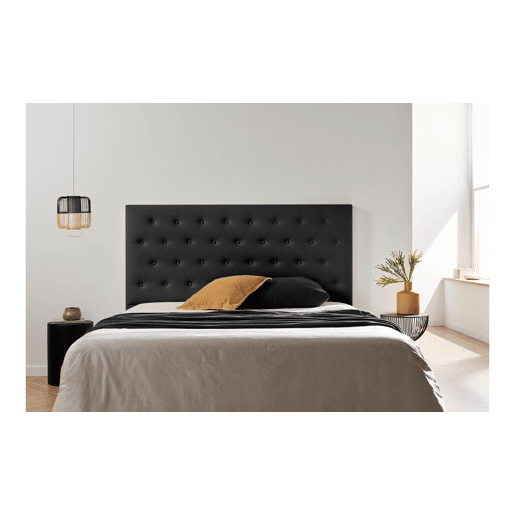 Cabeceira Estofada FERRARA Pele Sintética 145x120x8 cm - PRETO - Moonia