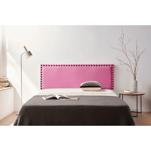 Cabeceira Estofada MODENA Pele Sintética 220x55x8 cm - ROSA - Moonia