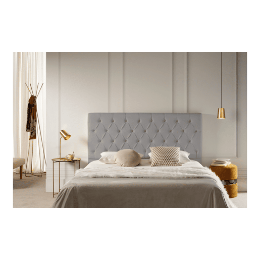 Cabeceira Estofada CAPRI Pele Sintética 210x120x12 cm - Prata - Moonia