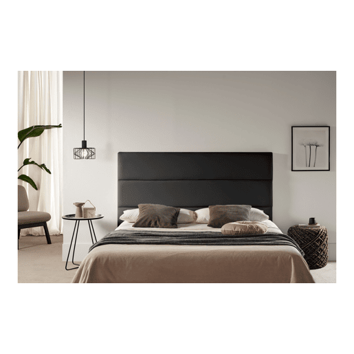 Cabeceira Estofada GENOVA Pele Sintética 220x120x8 cm - PRETO - Moonia