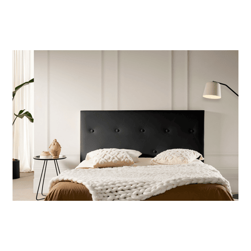 Cabeceira Estofada VENICE Pele Sintética 160x115x12 cm - PRETO - Moonia