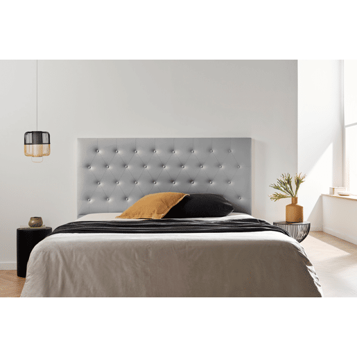 Cabeceira Estofada FERRARA Pele Sintética 220x120x8 cm - Prata - Moonia