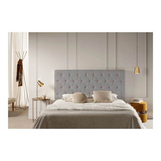 Cabeceira Estofada CAPRI Pele Sintética 115x120x12 cm - Prata - Moonia