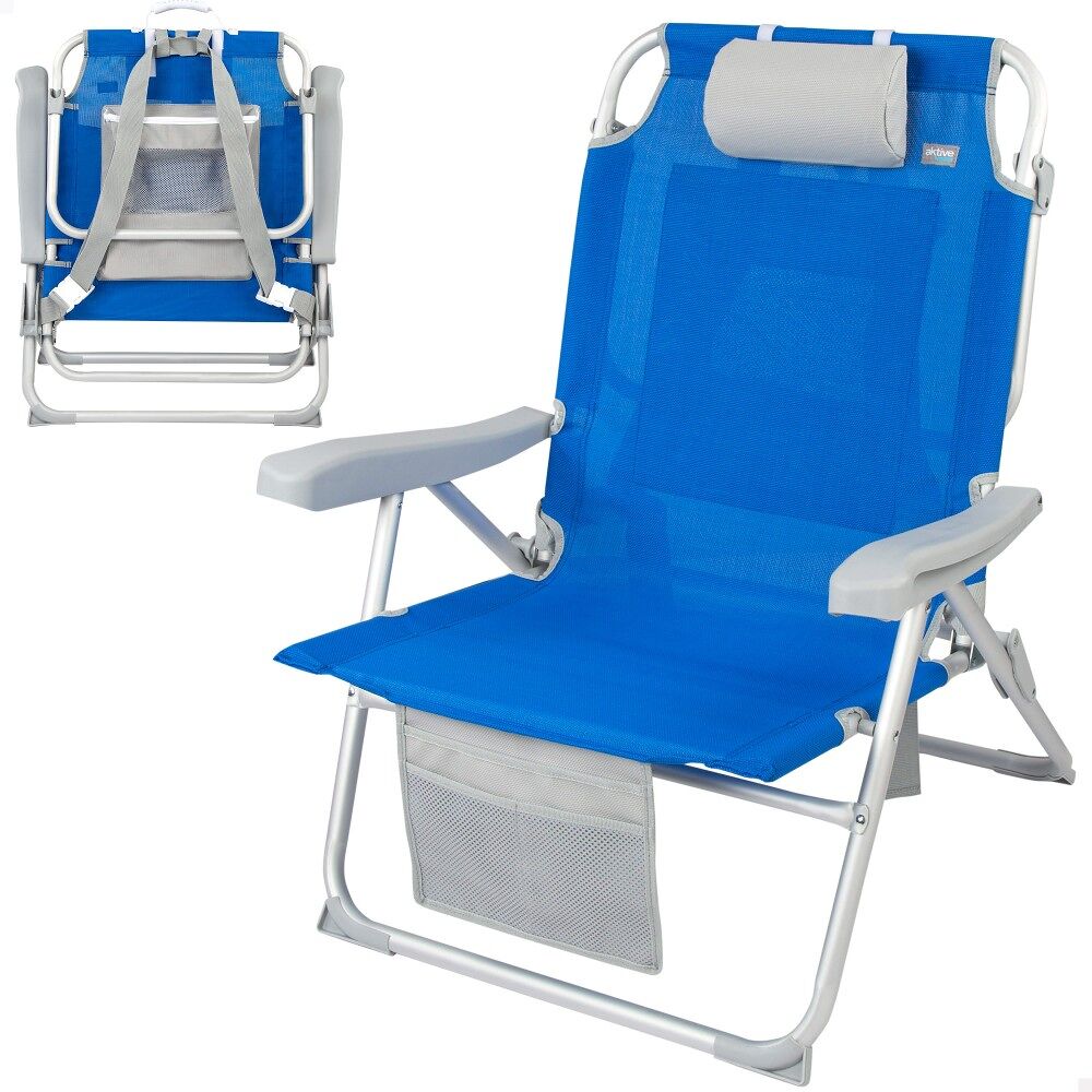 Silla playa mochila c/ cojín, bolsa y bolsillo Aktive