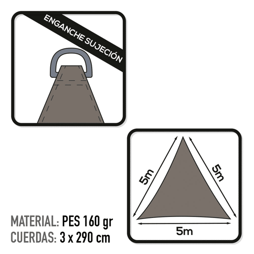 Toldo vela de sombra triangular Aktive Garden cinzento antracite