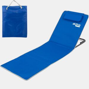 Tapete dobrável com encosto reclinável, almofada e bolso azul Aktive