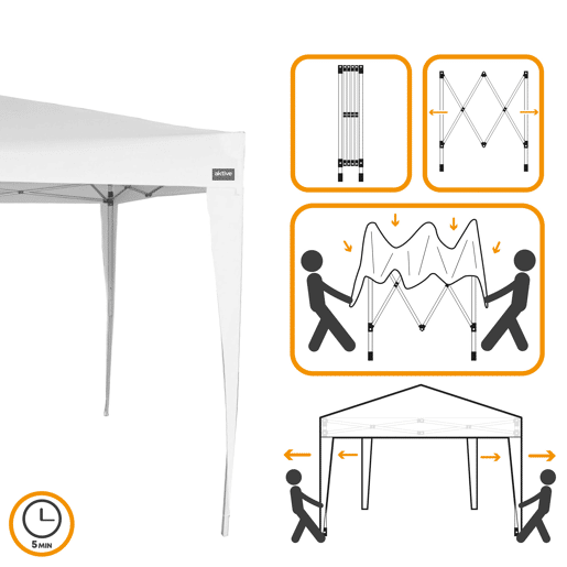 Pérgula dobrável branco poliéster UV50 300x300x240250 cm Aktive