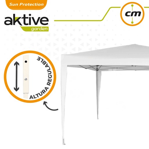Pérgula dobrável branco poliéster UV50 300x300x240250 cm Aktive